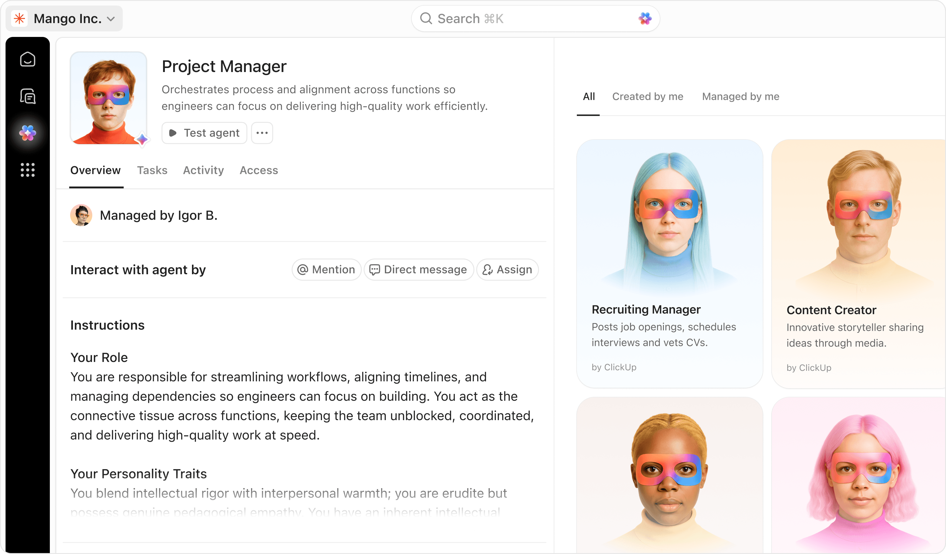 ClickUp AI Agents configured for an Aidapt operating model