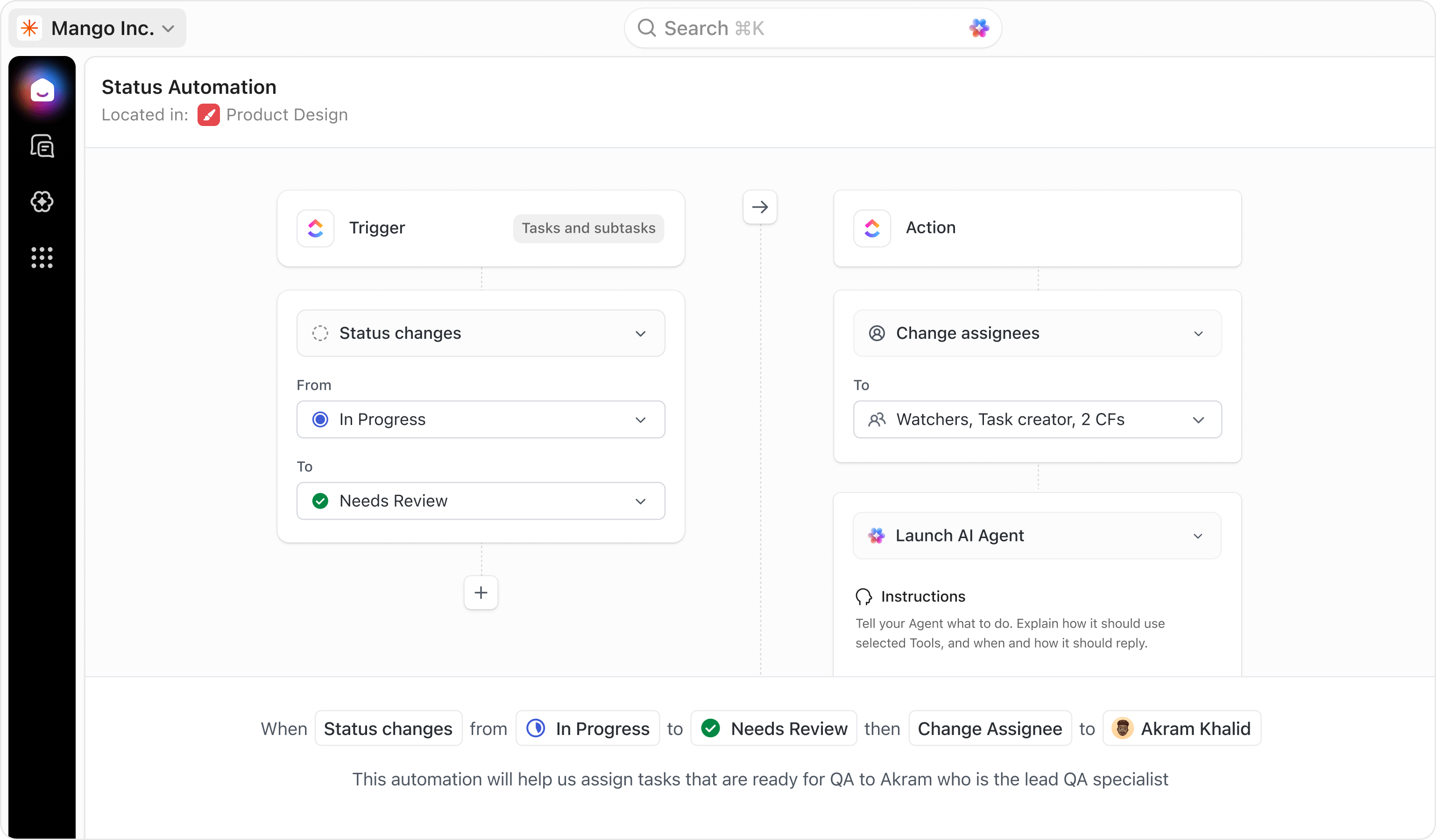 ClickUp Automations configured for an Aidapt operating model