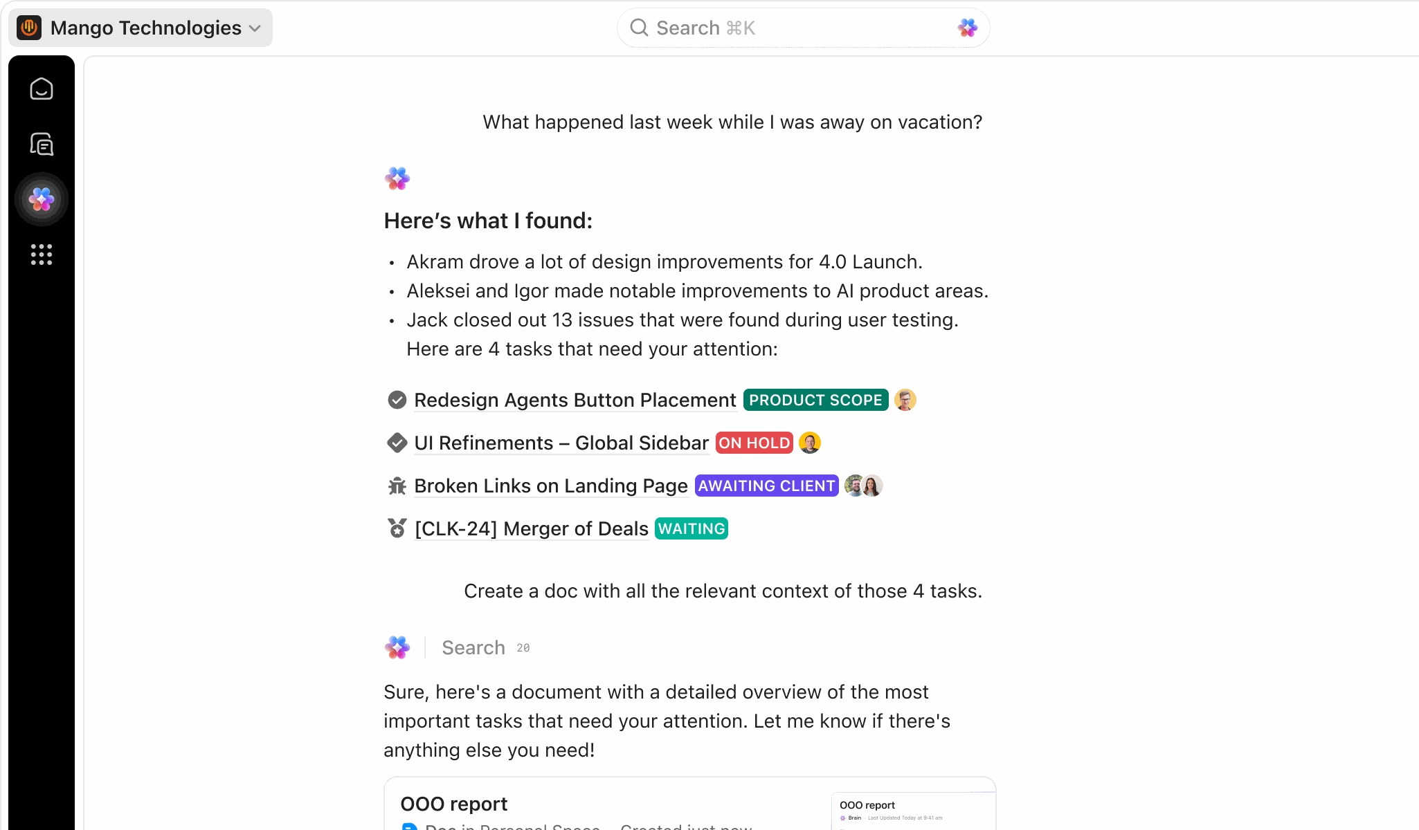 ClickUp Brain MAX configured for an Aidapt operating model