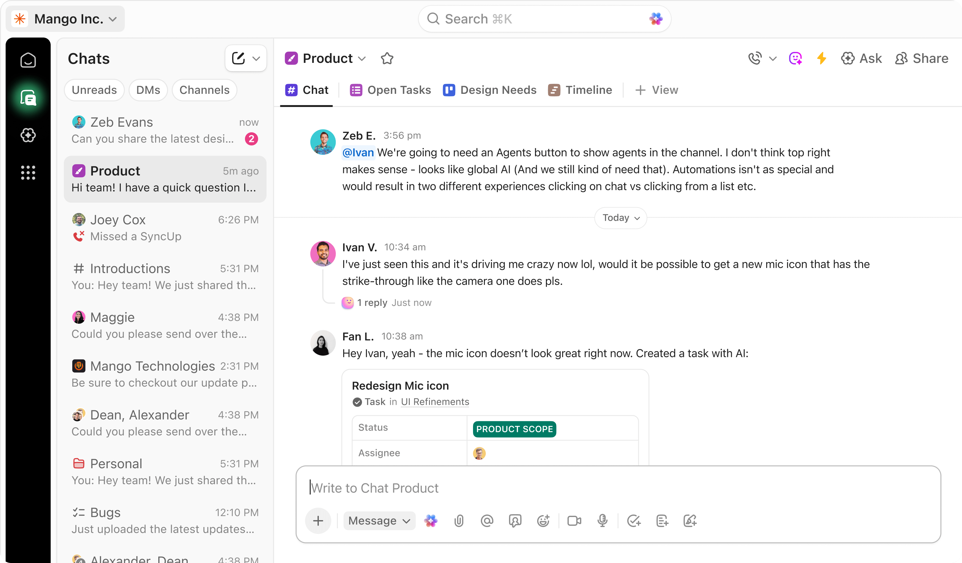 ClickUp Chat configured for an Aidapt operating model