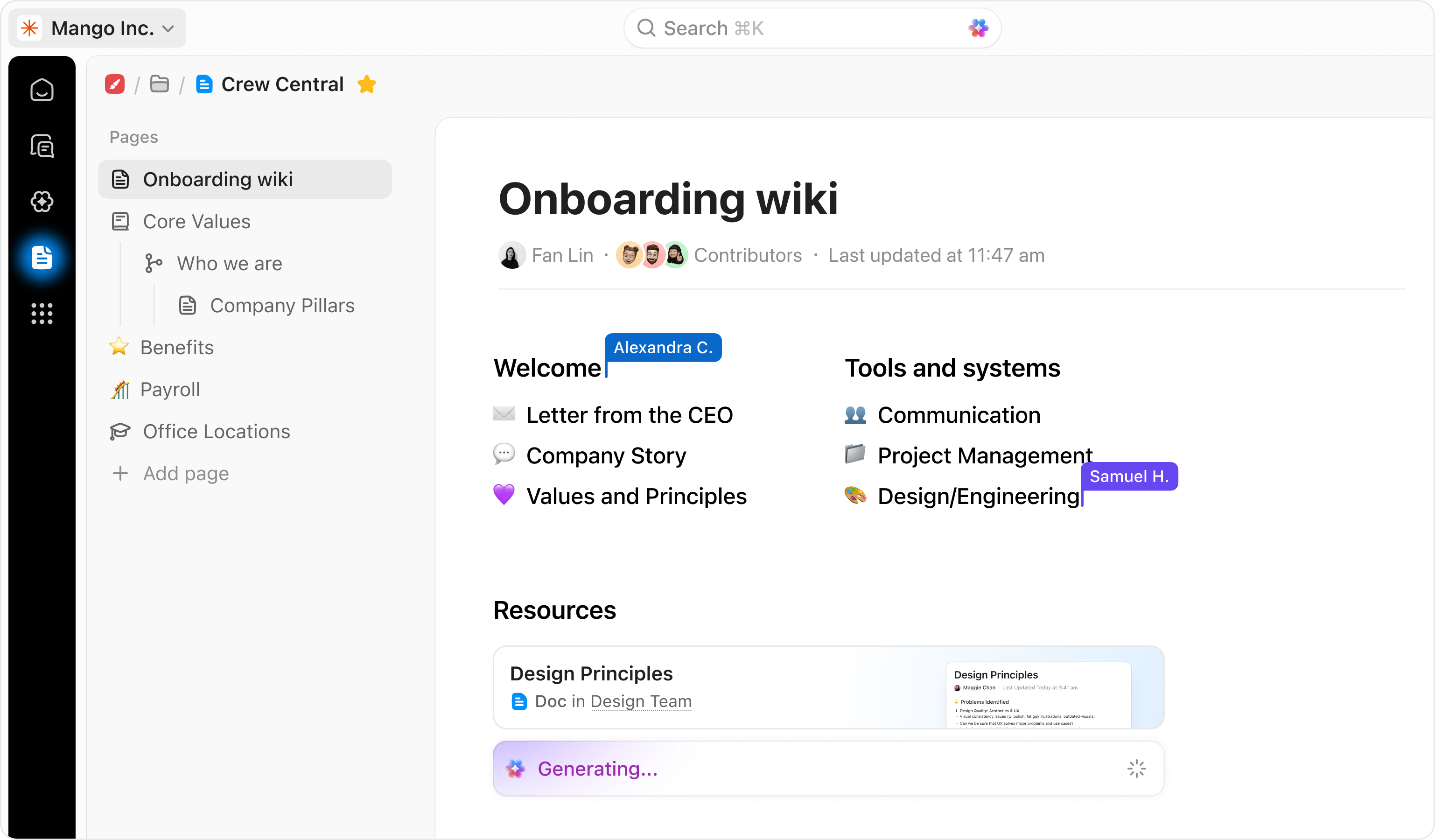 ClickUp Docs configured for an Aidapt operating model