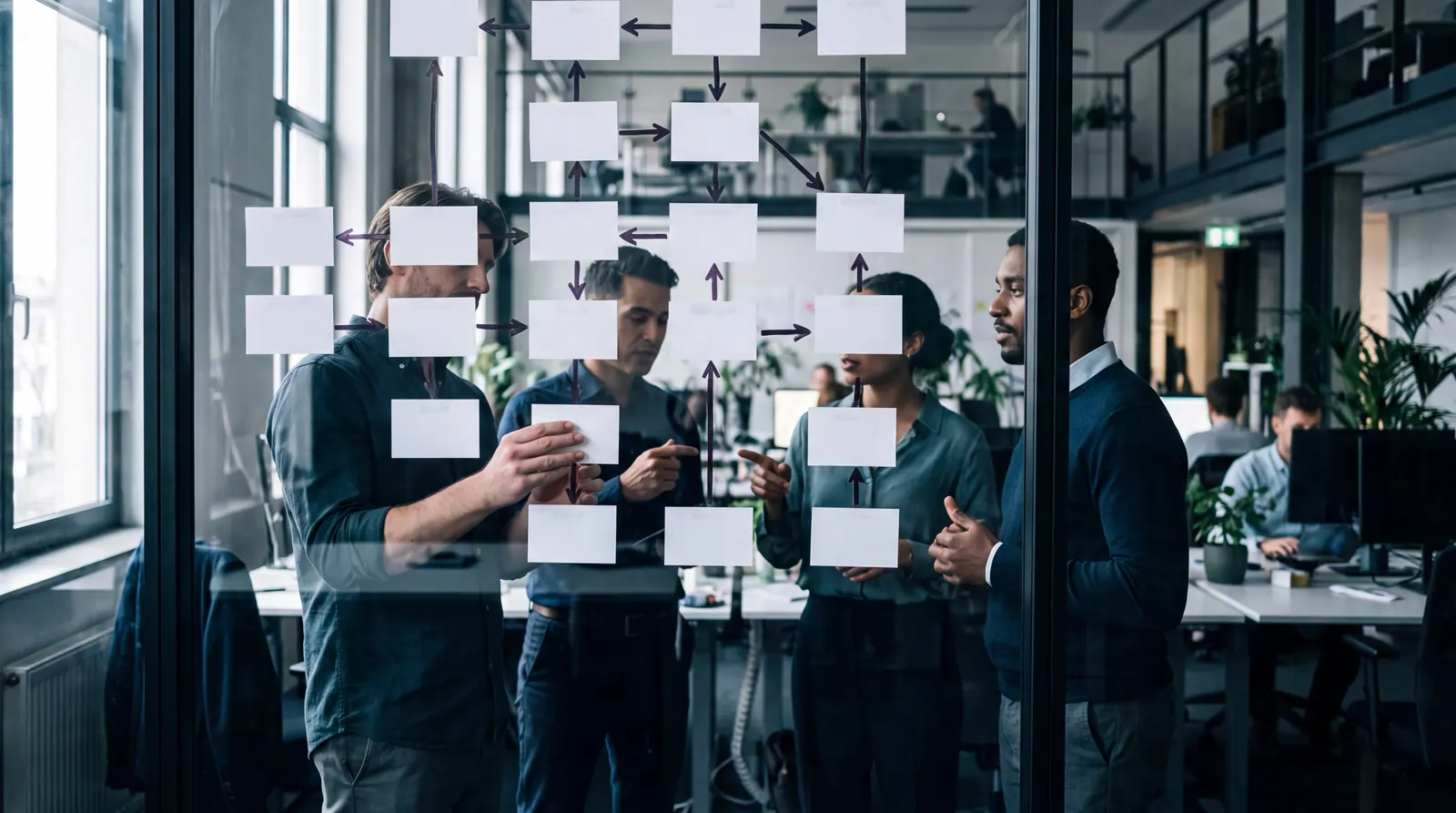 A team mapping the operating model through a structured diagnostic